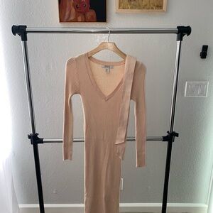 Forever 21 Tan V-Neck Bodycon Maxi Dress